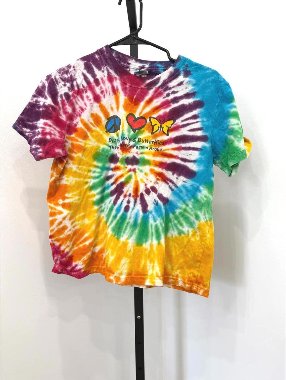 Tie-Dye Peace Love & Butterflies T-Shirt Small